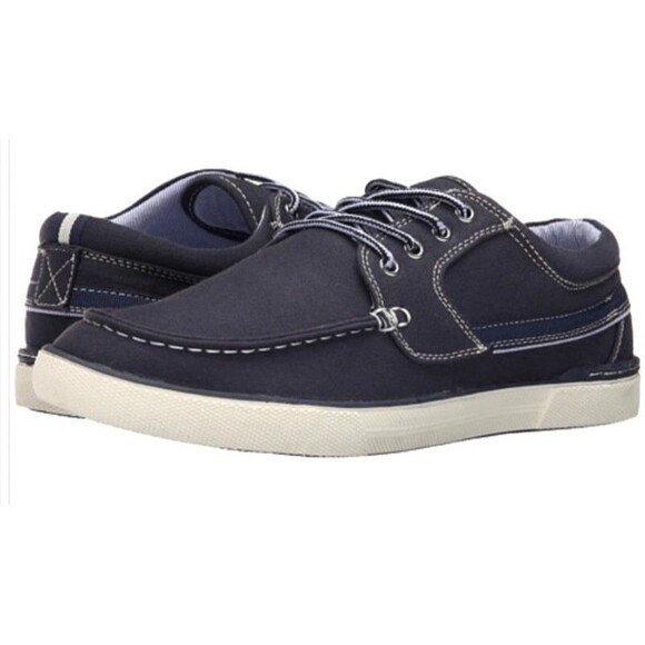 Antonio Zengara Boat Shoes  Men's Size 7.5  Moc Toe Slip-ons Oceana  Navy Canvas - Picture 1 of 16